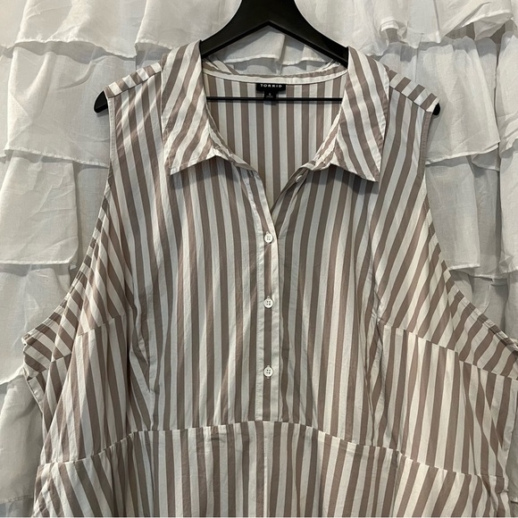 torrid Cotton Stripe Tie Waist Poplin Shirt Dress w/ Pockets - Size 6X - Picture 3 of 14